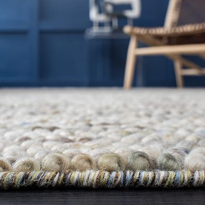 Safavieh Natura Collection Accent Rug - 3' Square, Ivory & Multi, Handmade Wool Blend, Textured Design, Ideal for Living Room, Bedroom, Dining Space (NAT620D)