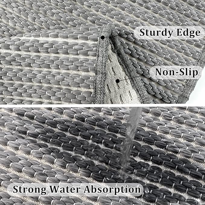 Braided Hallway Runner Rug,Super Absorbent Kitchen Mats for Floor,Non Slip Washable Kitchen Rugs,Quick Dry Boho Entryway Runner Rugs for Bathroom,Hallyways,Bedroom,24"x72",Grey