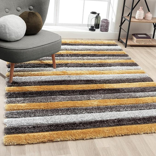 LUXE WEAVERS Lantanas Collection 7119 Yellow 8x10 Modern Geometric Area Rug