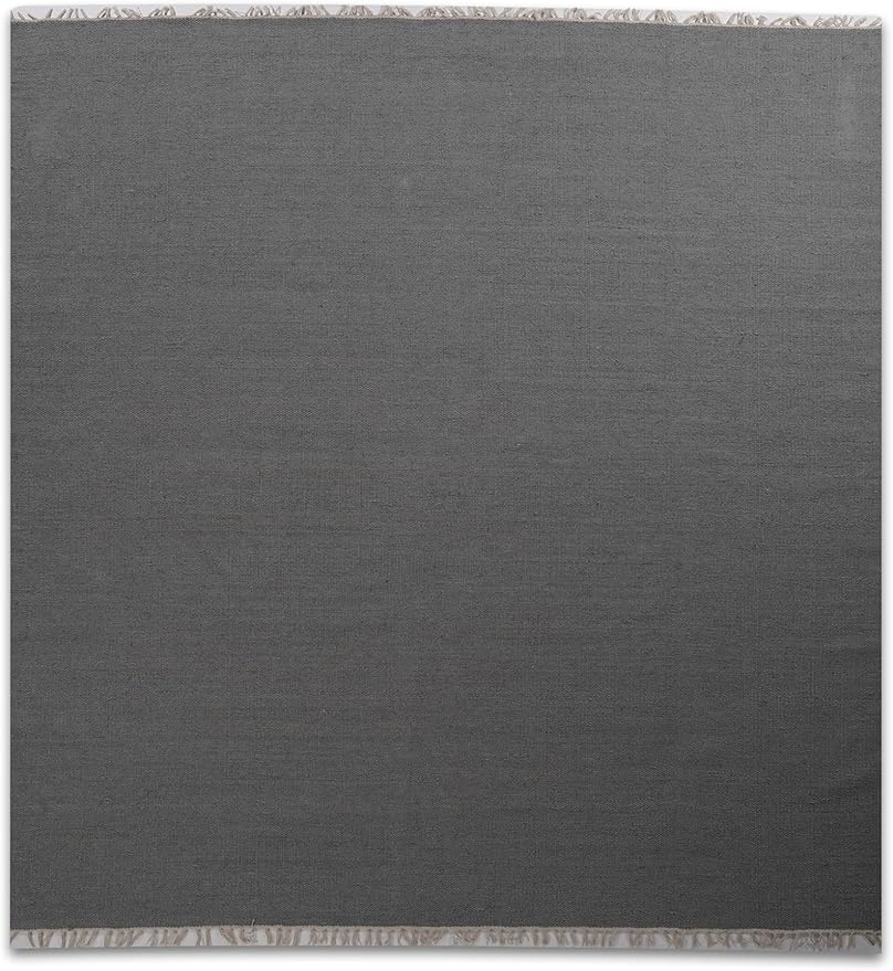 Rugsotic Carpets Hand Woven Flat Weave Kilim Wool ECO-Friendly Area Rugs - 10'x10', Square Shape, Silver Color, Solid Plain Design, Low Pile Handmade Area Rugs for Living Room, Bed Room (D00111)