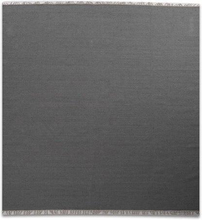 Rugsotic Carpets Hand Woven Flat Weave Kilim Wool ECO-Friendly Area Rugs - 10'x10', Square Shape, Silver Color, Solid Plain Design, Low Pile Handmade Area Rugs for Living Room, Bed Room (D00111)