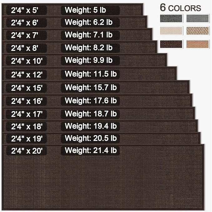 GOYLSER Washable Kitchen 7 Foot Runner Rug Non Slip, Absorbent Long Hall Runners Non Slip, Jute Nonslip Hallway Runner Mat Kitchen Carpet Runner, Deep Brown