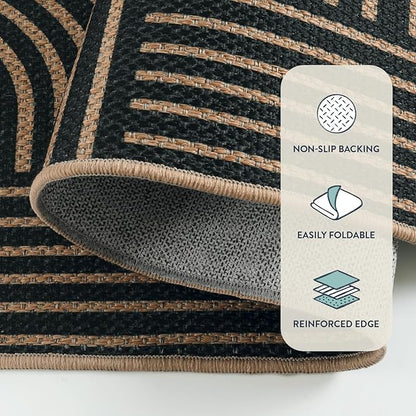 Lahome Modern Geometric Runner Rug, 2x6 Laundry Room Rug Runners for Hallways Non Slip, Washable Outdoor Carpet with Rubber Backing, Farmhouse Non Shedding Kitchen Mats for Floor Entryway