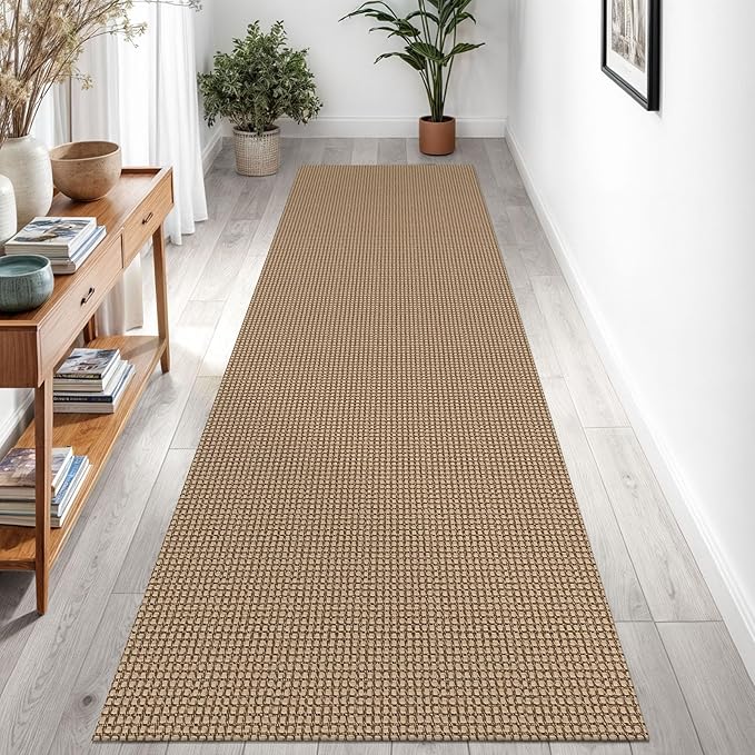 Braided Runner Rug 3x8 Ft Washable Runners for Hallways Non Slip Kitchen Runner Rug Cotton Entryway Runner Indoor, Woven Floor Carpet for Hall Kitchen Bedroom, Orange/Tan/Brown