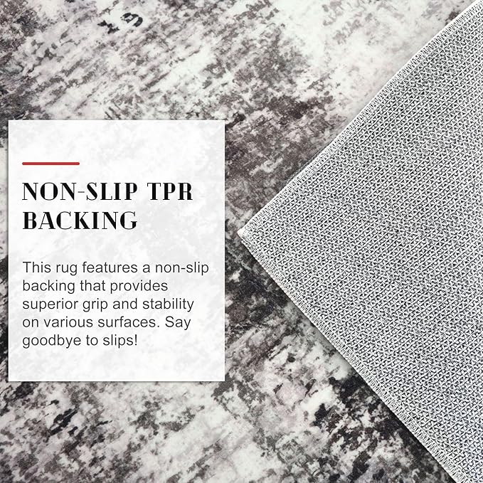 Modern Abstract Runner Rug for Bedroom 2x7, Black Grey Washable Kitchen Runner, Non-Slip Soft Thin Faux Wool Mat for Entryway, Hallway, Laundry Room Indoor