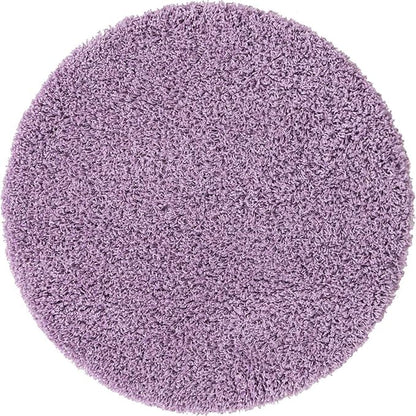 Unique Loom Solid Shag Collection Area Rug (3' 3" Round, Lilac)