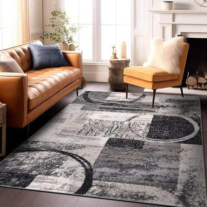 Rugshop Contemporary Circle Design Area Rug, Carpet with Jute Backing for Living Room, Dining Room, or Home Office, Cream, 7'10" x 10'2"