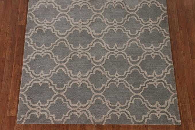 Modern Collection 5 x 8 Trellis Area Rug, All-Over/Geometric Wool Carpet for Home Décor, Living Room, Dining Room, and Bedroom