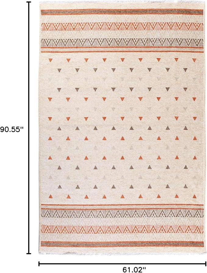 Alfa Rich 5x8 Beige Terracotta Washable Area Rugs for Living Room Kitchen Bedroom Decor Rug