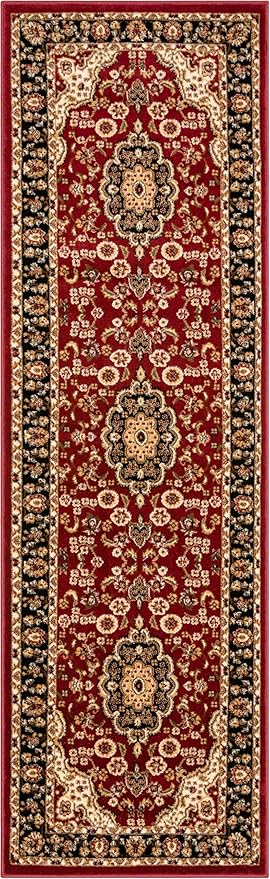 Well Woven Barclay Collection Medallion Kashan Red 3x10 Runner Rug - for Hallways, Kitchens, and Entryways