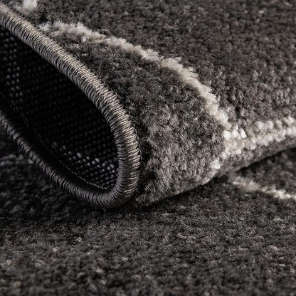 Unique Loom Trellis Frieze Collection Area Rug - Geometric (4' x 6' Oval, Dark Gray/ Ivory)