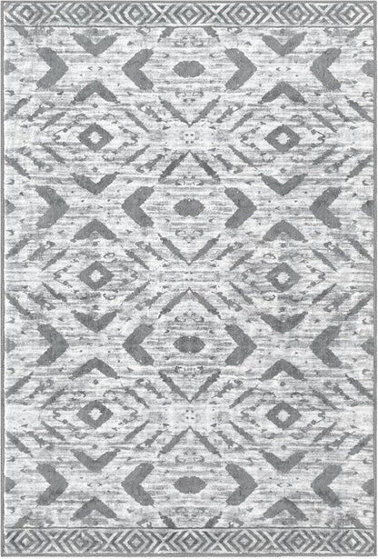 KILOCOCO Boho Entryway Rug 3x5 Area Rug Washable Non Slip Grey Throw Rugs Soft for Kitchen Living Room Dining Bedroom Rugs Geometric Moroccan Carpet