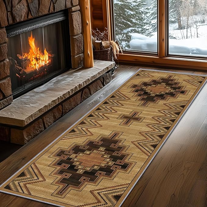 Vintage Geometric Cross Hallway Runner Rug, 3x8ft Entrance Washable Rug, Corridor & Foyer High-Traffic Area Rugs, Durable Non-Slip Mat, Soft Bedroom Rugs, Southwestern Home Decor Carpet