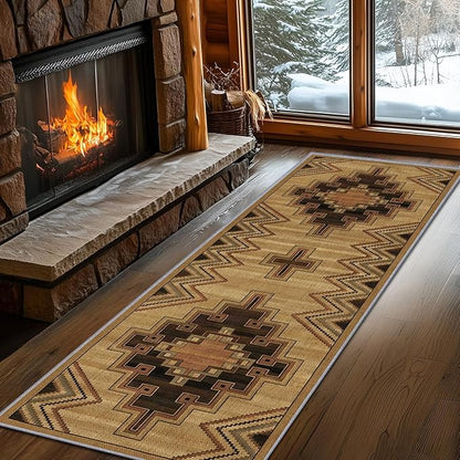 Vintage Geometric Cross Hallway Runner Rug, 2x7ft Entrance Washable Rug, Corridor & Foyer High-Traffic Area Rugs, Durable Non-Slip Mat, Soft Bedroom Rugs, Southwestern Home Decor Carpet