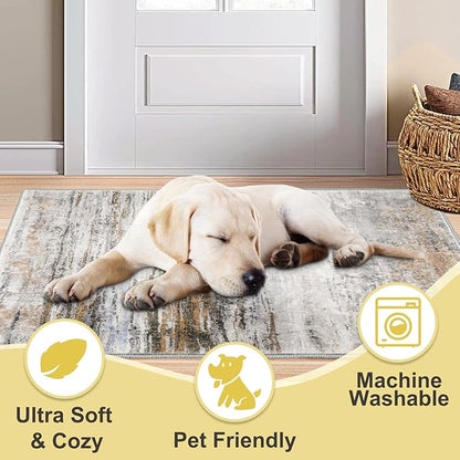 COMSLE Door Mat Soft Absorbent Indoor Front Entryway Rug Machine Washable Entrance Mats for Muddy Paws Non Slip Throw Rugs 36" x 60" Doormat for Inside Foyer Bedroom - Yellow