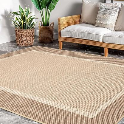 ILANGO Jute Area Rugs for Living Room, Woven Washable Rugs 3'x5' Indoor, Natural Farmhouse Rugs for High Traffice Areas, Non Slip Carpet with Rubber Backing for Bedroom Kitchen Porch