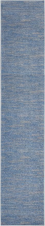 Nourison Home Nourison Essentials Blue Grey 2'2" x 14' Area Rug - Easy Clean, Non Shedding, Bed Room, Living Room, Dining Room, Kitchen (14' Runner)