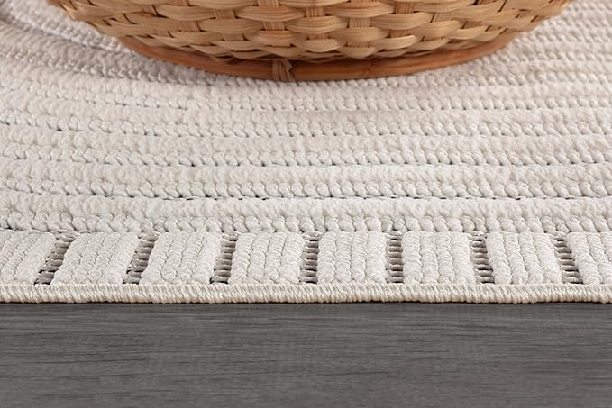 CAMILSON Modern Rug 8x10 Luxury Swirl Curved Micro Loop Area Rugs Soft High-Low Pile Stain Resistant Easy to Clean Non-Shedding Durable Living Room Bedroom Indoor Carpet (White)