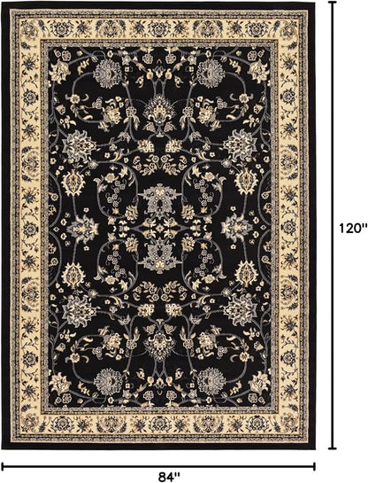 Rugs.com Yasmin Collection Rug – 7' x 10' Black Medium Rug Perfect for Bedrooms, Dining Rooms, Living Rooms