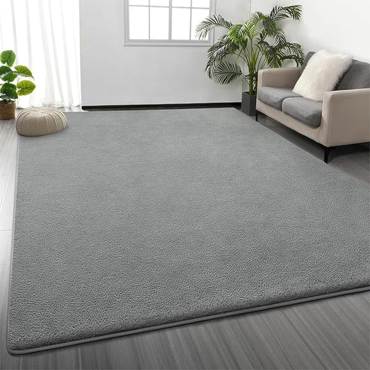 Area Rugs for Living Room Bedroom, 4 x 6 Ft Non-Slip Modern Area Rug, Soft Thickened Memory Foam Rug, Comfy Minimalist Indoor Carpet for Boys Girls Room Nursery Dorm Home Decor, Grey