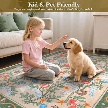 Collive 2x3 Small Rugs for Entryway, Green Washable Jungle Animal Kitchen Rugs for Bathroom Non Slip Indoor Door Mat, Soft Ultra-Thin Throw Carpet for Bedroom Entry Home Decor