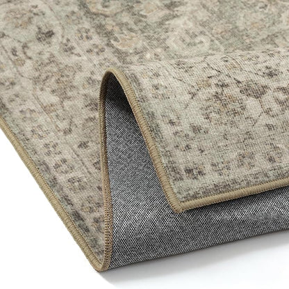 Brown 2x5 Runner Rug Vintage Area Carpet Hallway Indoor Kitchen Washable Low Pile Traditional Distressed Retro Accent Throw Rug Non Slip for Laundry Bathroom Office