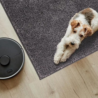 PURRUGS Easy Care Area Rug 4.5ft x 7ft, Non-Slip Washable Entryway Rug, Dog Door Mat, Stain Resistant Accent Rug for Hallway, Living Room, Bedroom and Mudroom, Light Grey-Dark Grey