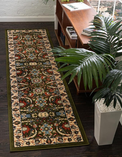 Unique Loom Espahan Collection Area Rug - Cape Cod (2' 2" x 8' 2" Runner, Green/ Black)