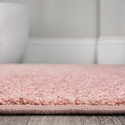 Eyely UES100P-6SQ Supersoft Haze Solid Low-Pile Indoor Area Rug, Coastal, Bohemian, Minimalist, Classic, Casual for Bedroom,Kitchen,Living Room,Non Shedding,Easy-Washing, Pink, 6' Square