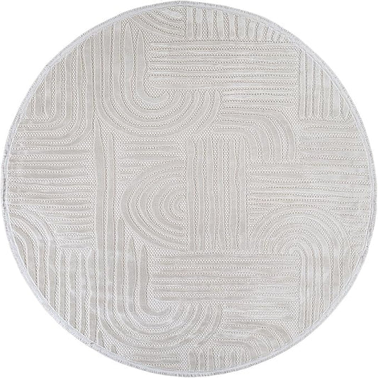 Modern Indoor Rug Orbit 4 Round Area Rugs for Living Room Luxury Kitchen Bedroom Durable Soft Geometric Durable Low and High Pile Stain Resistant Non Shedding Area Carpet 4 Round