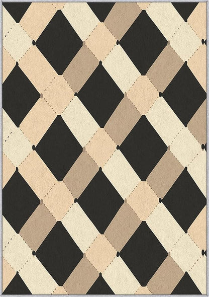 Washable 2x3 Modern Geometric Small Rug Entryway, Abstract Diamond Design Indoor Door Mat for Bedroom Entrance, Modern Geometric Home Decor, Low Pile, Non Slip, Kids & Pet Friendly (N4147)