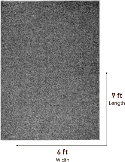 LBRO2M Easy Jute Solid Area Rug 6X9 Washable Rugs for Living Room Bedroom Natural Jute Look Indoor Outdoor Rug Durable, Solid Non Shedding Eco Friendly (6X9 Black Gray)