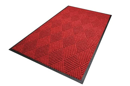 WaterHog Diamond | Commercial-Grade Entrance Mat with Rubber Border – Indoor/Outdoor, Quick Drying, Stain Resistant Door Mat (Solid Red, 3' x 10')