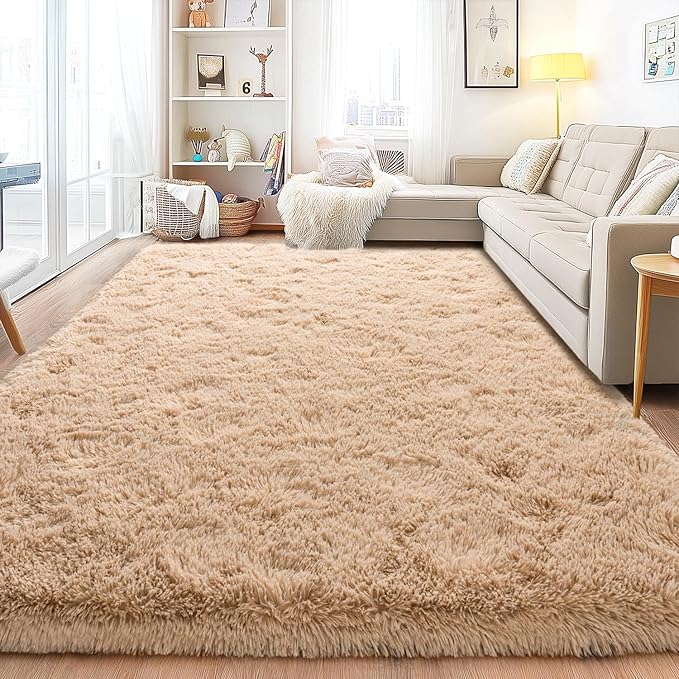 Area Rugs for Living Room, Soft Shaggy Carpets for Living Room, Fuzzy Rugs for Kids' Room, Perfect Decor for Modern Home Camel 8x10 Feet