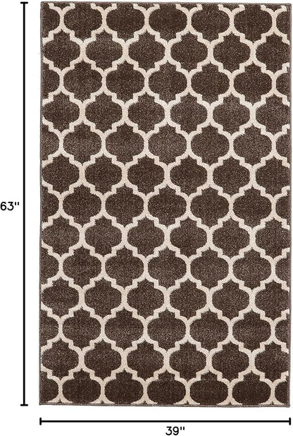 Rugs.com Lattice Collection Rug – 3' x 5' Chocolate Brown Medium Rug Perfect for Entryways, Kitchens, Breakfast Nooks, Accent Pieces