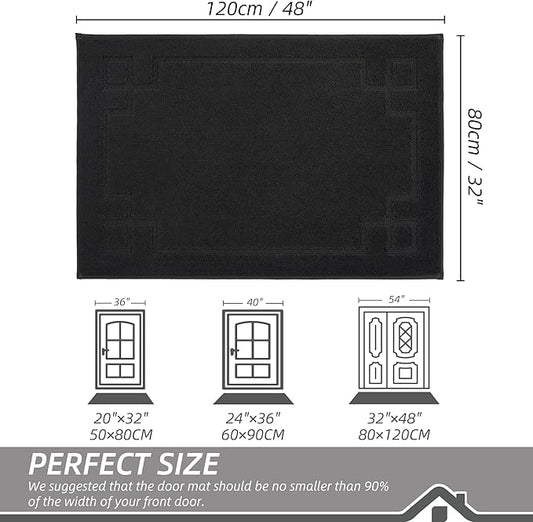 BEQHAUSE Door Mat 32" x 48", Non-Slip Door Mats Indoor Entryway Rugs Washable Low-Profile Absorbent and Stain Resist Floor Mats, Dog Door Mat for Front Back Door, Muddy Wet Shoes & Paws, Black