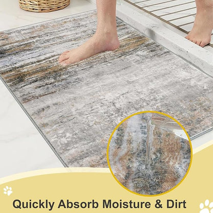 COMSLE Door Mat Soft Absorbent Indoor Front Entryway Rug Machine Washable Entrance Mats for Muddy Paws Non Slip Throw Rugs 36" x 60" Doormat for Inside Foyer Bedroom - Yellow