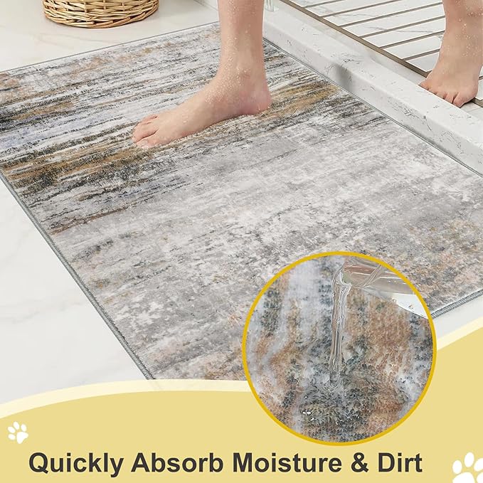 COMSLE Door Mat Soft Absorbent Indoor Front Entryway Rug Machine Washable Entrance Mats for Muddy Paws Non Slip Throw Rugs 24" x 36" Doormat for Inside Foyer Bedroom - Yellow