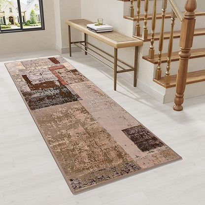 LOCHAS Washable Runner Rugs for Hallway, 2x6 Non Sip Soft Rug for Bedroom Entryway Kitchen Laundry Room, Long Abstract Carpet for Indoor Floor Bedside, Geometric Vintage Home Decor, Pet & kid Friendly