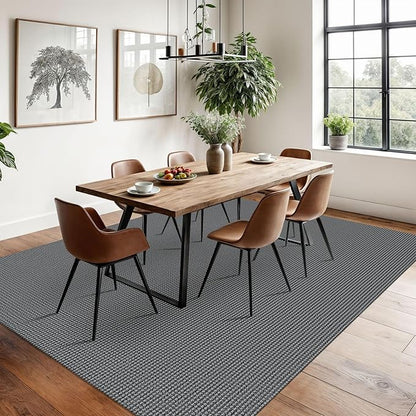 Braided Area Rug 6x9 Ft Washable Rugs for Living Room Non Slip Bedroom Rugs Boho Dining Room Rug Cotton Living Room Woven Floor Carpet for Nursery Playroom, Dark Grey/Grey