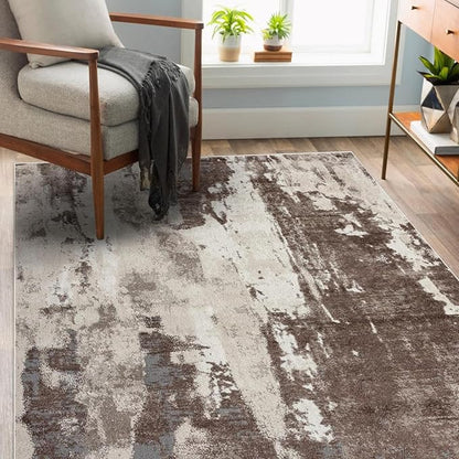 LUXE WEAVERS Euston Collection 7681 Brown 6x9 Modern Abstract Area Rug