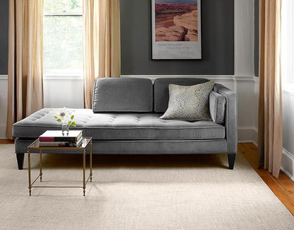 Dash and Albert Crosshatch Wool Area Rug - 5' x 8' Ivory Solid Hand Micro Hooked Accent Rug - Durable, High Traffic Areas Bedroom, Hallway, Stairs - Premium Luxury Hotel Quality Soft Breathable