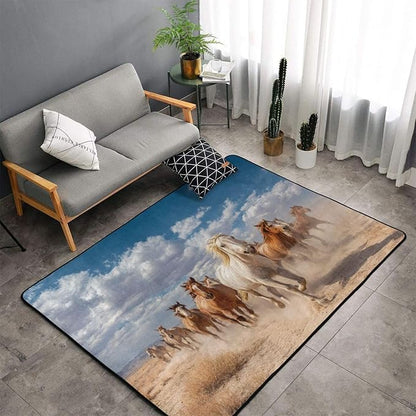 Running Horse Area Rug Washable Outdoor Rugs Anti-Slip Soft Carpet Entryway Indoor Door Mat for Bedroom,Living Room,Porch,Terrace and Entrance Decor 5'x 4'