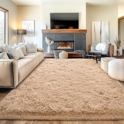 Area Rugs for Living Room, Soft Shaggy Carpets for Living Room, Fuzzy Rugs for Kids' Room, Perfect Decor for Modern Home Camel 5x7 Feet