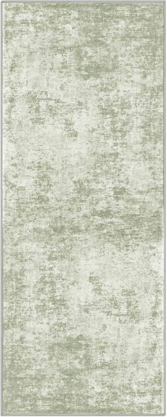 Modern Abstract Runner Rug 2x5, Sage Green Grey Washable Kitchen Runner Entryway Rug Mat Non-Slip Soft Hallway Rug Runner Thin Print Faux Wool Carpet for Bedroom Laundry Room Indoor