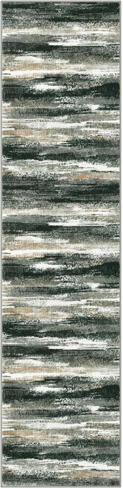Modern Abstract Hallway Runner Rug, Forest Green Washable Kitchen Runner Non-Slip Soft 2x8 Runner Rug Thin Print Faux Wool Carpet for Entryway Bedroom Laundry Room Indoor