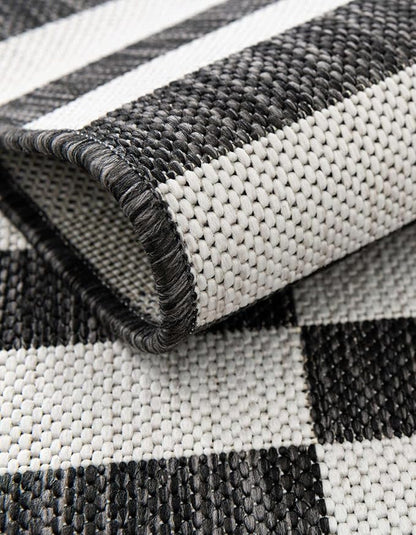 Unique Loom Outdoor Striped Collection Area Rug - Striped (3' 1" x 6' 1" Hearth Charcoal/Ivory)