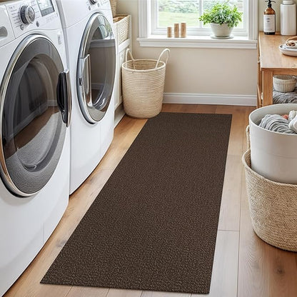 EARTHALL Washable Runner Rug 2x5 Ft Non Slip Runners for Hallways Cotton Rubber Backed Kitchen Runner Braided Indoor Floor Carpet Runners for Entryway, Hallway, Kitchen, Bedroom, Brown/Coffee