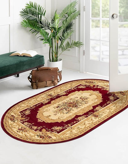 Rugs.com Chateau Collection Rug - 8' x 10' Oval Red Medium Pile Rug