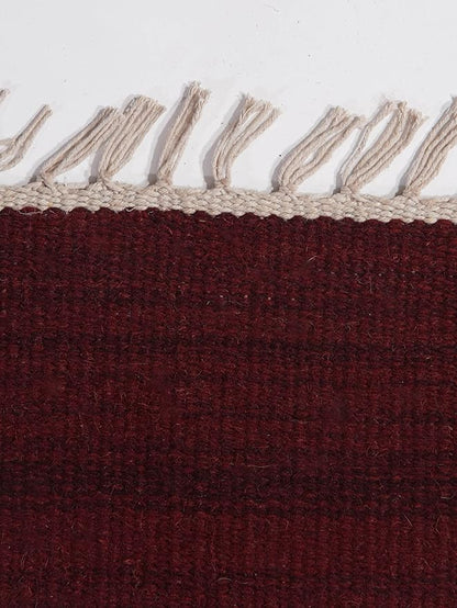 Rugsotic Carpets Hand Woven Flat Weave Kilim Wool ECO-Friendly Area Rugs - 6'x9', Rectangle Shape, Burgundy Color, Solid Plain Design, Low Pile Handmade Rugs for Living Room, Bed Room (D00111)